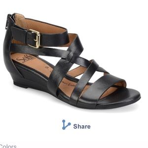 Sofft Rianna Leather Strappy Wedge Sandal Sz 10w